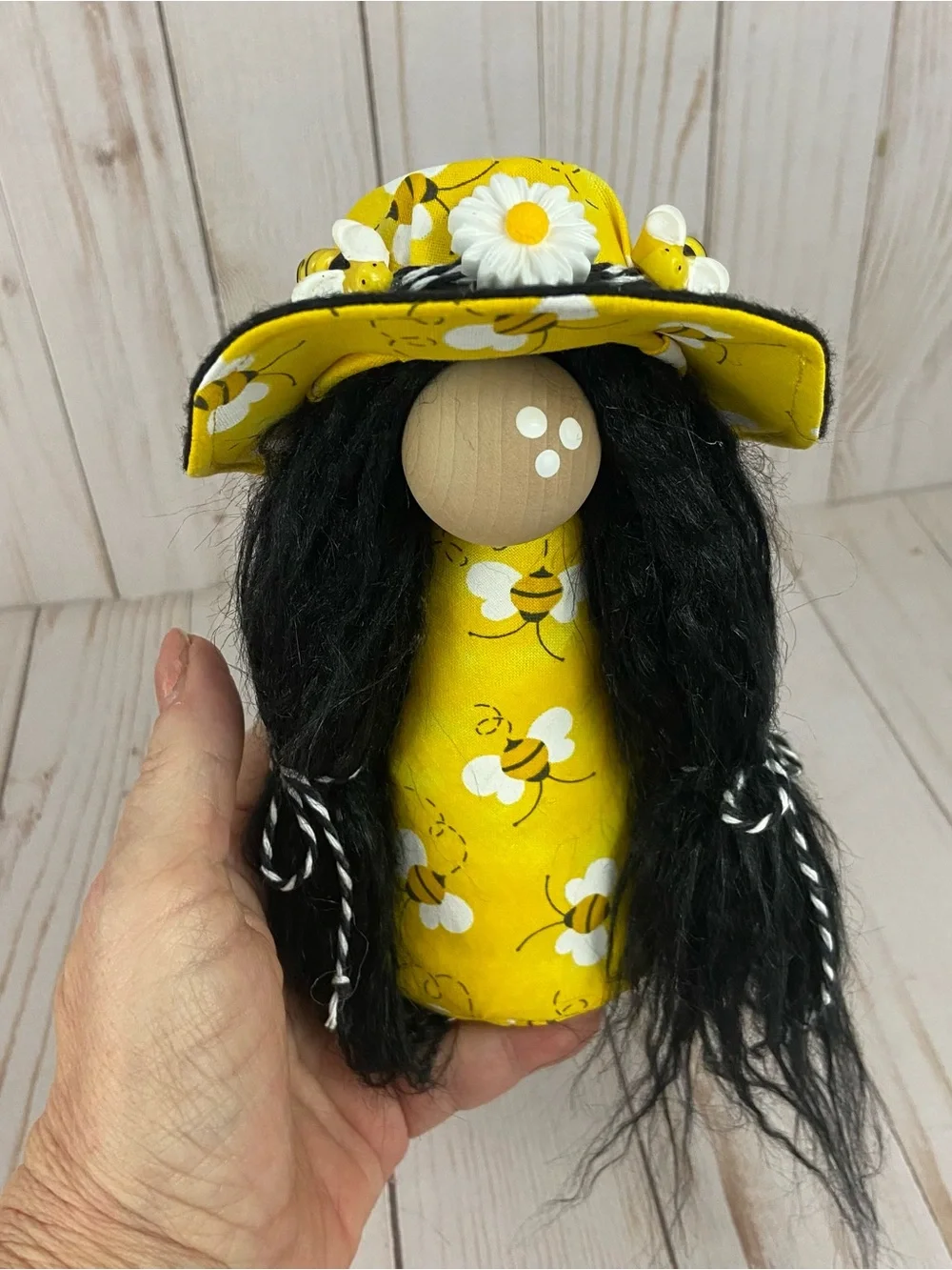 Handmade Bee Gnome Girl – Spring Summer Decor, Bumble Bee Tiered Tray Gnome - Picture 13 of 14